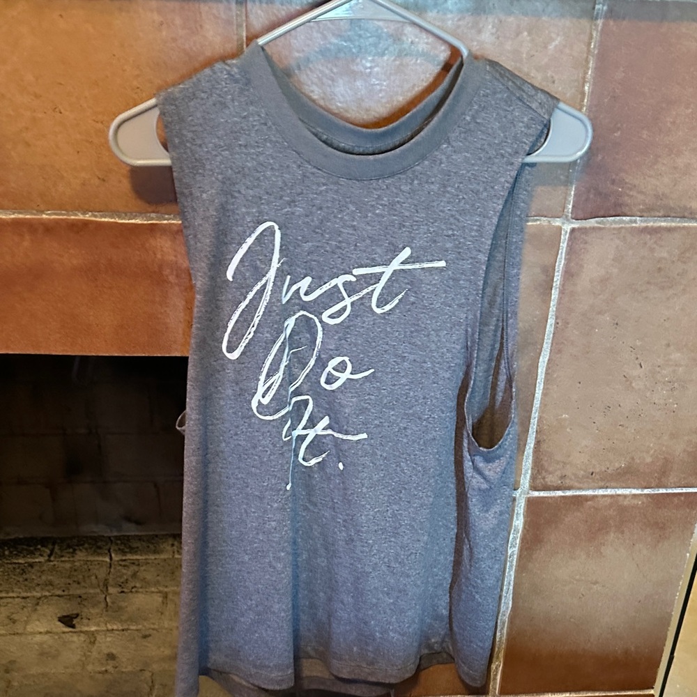 Nike Gray Muscle Tee with Motivational Print